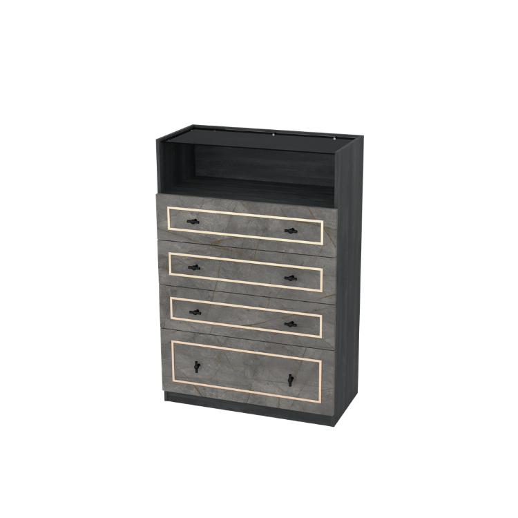 ตู้ลิ้นชัก 4 ลิ้นชัก WISDOM DESIGN FURNITURE รุ่น GDW-801 80 ซม. สีแอชเกรย์/บราวน์มาร์เบิ้ล